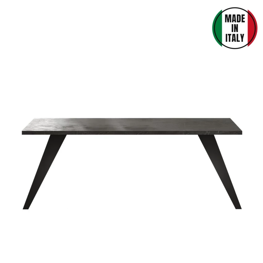 LC ITALY Tray - Stół Do Jadalni 210 cm Ciemne Metalowe Nogi Ołów