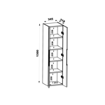 AVELLA-03 - Słupek Wysoki 2-drzwiowy 130cm Czarny Mat Orzech