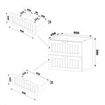 MONA-02 - Szafka pod Umywalkę z Blatem i Regałem 4S 140cm Biały Mat Zestaw-7