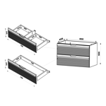 VESPER-01 - Szafka z Umywalką 2S 80cm Czarny Mat Zestaw-3